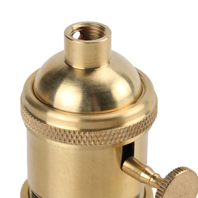 Superdream Brass Screw Thread DIY Light Socket Vintage Copper Edison Retro Pendant Lamp Holder for E26 E27 Light Bulbs, with Golden Key Switch Multi-Function Socket (1 Pack) - Image 3